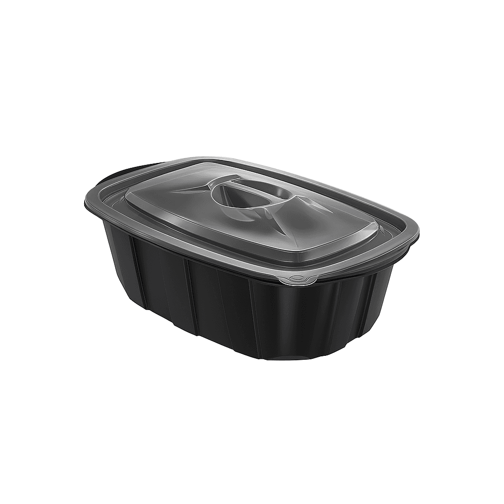 Barquette alimentaire micro-ondable avec couvercle