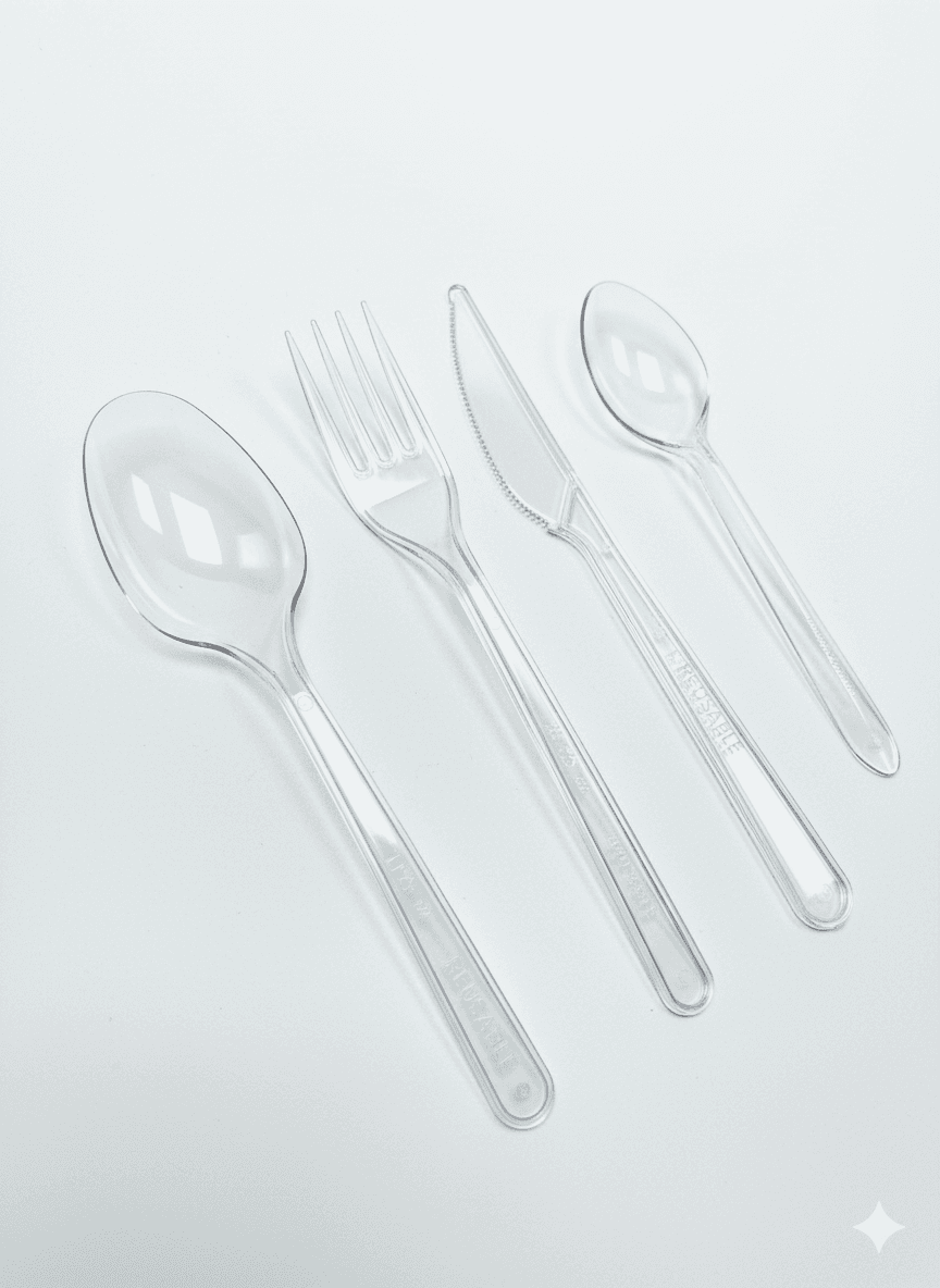 Couverts Luxe Réutilisables – Cristal Transparent